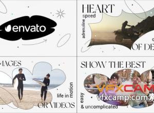 AE模板-时尚幻灯片线条边框遮罩视频包装片头 Trendy Slideshow