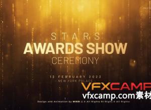 AE模板-优雅时尚金色粒子颁奖典礼人物文字标题开场片头 Awards Opener