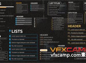 AE模板-20个简单文字标题排版列表标题动画 List Titles