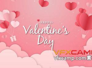 PR模板-粉色浪漫情人节艺术背景开场 Happy Valentine’s Day Intro