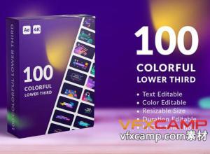 AE模板-100组4K多彩图形标签文字标题字幕动画预设