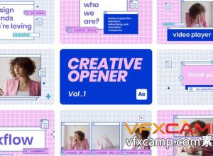 AE模板-复古未来派社交媒体广告视频开场 Creative Opener Vol 01