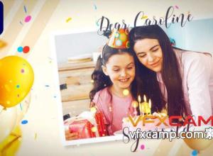 AE模板-小孩儿童生日快乐照片视频包装开场