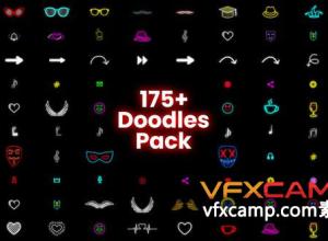 AE模板-175组卡通霓虹风格涂鸦小元素动画 Doodle Pack