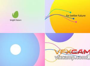 AE模板-多彩线条穿梭扁平化图形logo动画