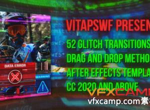 AE模板-52组拖放故障视频转场 52 Drag and Drop Glitch Transitions
