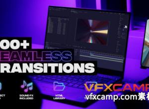 AE模板-300+缩放旋转扭曲分割透视滚动拉伸无缝视频转场