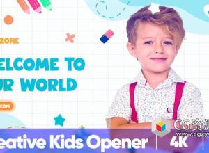 AE模板-创意多彩图形儿童照片视频包装开场片头 Creative Kids Opener