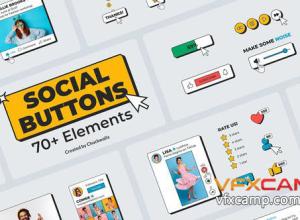 AE模板-70个创意社交媒体按钮包关注点赞订阅展示动画 Social Media Buttons Pack