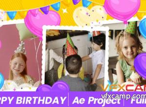 AE模板-卡通儿童生日快乐片头 Happy Birthday