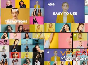 AE模板-时尚拼贴分屏网格过渡照片视频介绍 Grid Transition