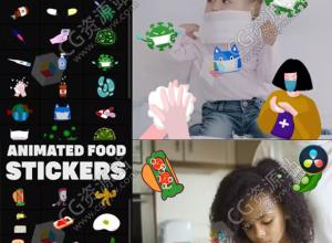 达芬奇模板-10套手绘卡通可爱图标贴纸MG动画预设