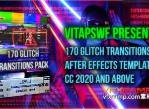 AE模板-170组赛博朋克VHS信号电视包装故障视频转场