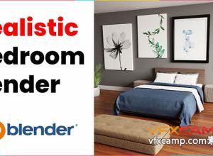 Blender简单逼真室内卧室渲染视频教程+英文字幕
