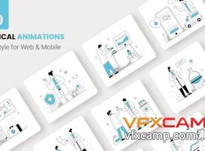 AE模板-10个扁平化医疗健康动画MG动画