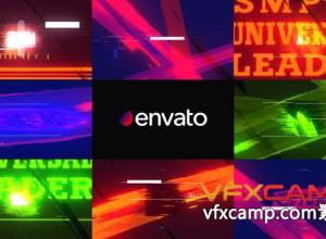 AE模板-多彩毛刺笔刷快速标志logo动画 Glitch Brushstroke Intro V2