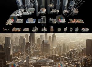 现代经典高层大楼洛杉矶城市建筑3D模型