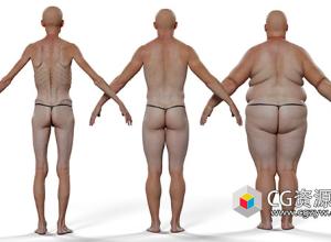 Zbursh女性男性角色变形可调整基础网格3D模型