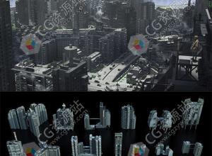 简陋破旧乌托邦塔楼建筑楼房3D模型 C4D/FBX/OBJ/MAX/Maya/Blender/Houdini/Unity/Unreal等