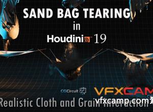 Houdini模拟沙袋撕裂特效实例制作视频教程
