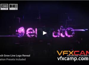 AE模板-抽象创意高科技线条Logo动画 High Tech Grow Line Logo Reveal
