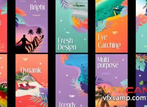 达芬奇模板-4k竖屏社交媒体照片视频宣传模板 Tropical Stories Slideshow