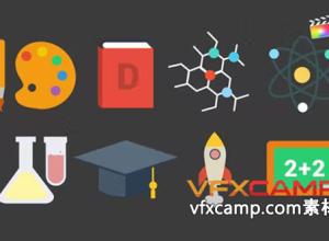 FCPX插件-10组教育图标动画科学几何宇宙飞船化学 Education Icon