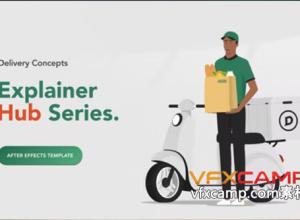 AE模板-快递物流解说图标元素MG动画片头