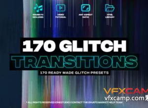 AE模板-170种毛刺故障特效无缝视频转场+音效