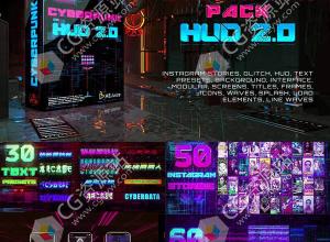 AE/PR模板-赛博朋克科幻HUD信号损坏文字标题背景元素动画+视频素材 Cyberpunk HUD V2
