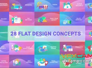 AE模板-28组4K概念场景扁平化MG动画 Flat Designs Concepts