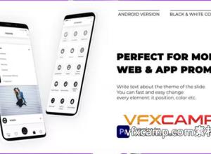 AE模板-黑白色安卓手机APP宣传展示片头 Dynamic Android App Promo