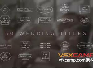 PR模板-30个浪漫婚礼线条文字标题动画 Wedding Titles MOGRT