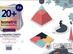 AE模板-20组三维等距扁平化信息图表场景MG动画
