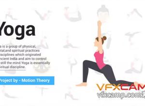 AE模板-30组瑜伽图标扁平化ICON动画 Yoga Icons