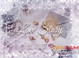 AE模板-浪漫爱情故事鲜花装饰相框相册片头 Love Story