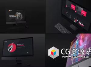 AE模板-深色苹果台式电脑样机宣传展示片头 Dark Desktop Promo Mockup Pack