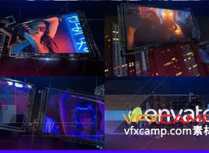 AE模板-三维城市背景广告宣传logo动画片头 Party City+背景音乐