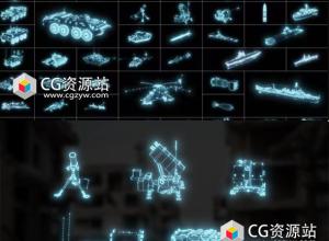 AE模板-军事武器元素科技感HUD动画+视频素材