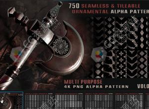 750种4K金属武器无缝装饰边框图案花纹贴图 Vol 07