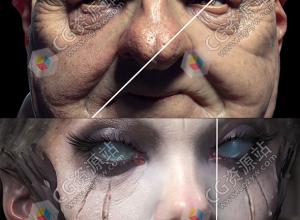 人脸面部逼真皮肤毛孔细节深度贴图素材 Face kit