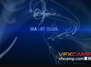 AE模板-蓝色唯美抽象粒子线条文字标题开场动画 Sea Titles