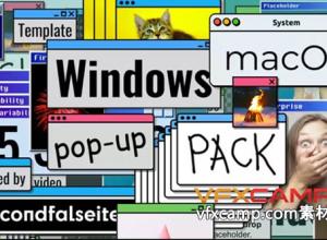 AE模板-系统窗口弹窗警报面板UI动画 Windows macOS Pop-up Pack