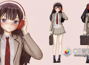 Blender三维动漫风格校园学生女性角色建模全流程视频教程