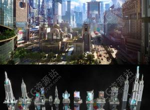 未来科幻纽约城市楼房广场建筑大厦3D模型 C4D/MAX/Maya/Blender/Houdini/Unity/Unreal