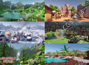 Unity低多边形三维环境风格化风景包 Lowpoly Style Ultra Pack v1.2