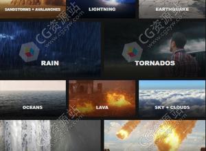 277组自然元素闪电云层下雨雪龙卷风沙尘暴瀑布水面地面破碎特效视频素材