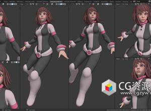 Blender卡通角色御茶子建模工作流教程 Uraraka Ochako – Character Creation In Blender