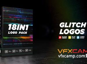 AE模板-18组科技感故障标志开场logo动画 Glitch Logos