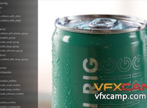 X-Particles粒子模型表面水珠动画C4D工程文件